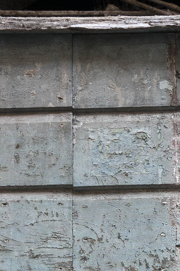 Photo 15196: Decayed, unpainted, light blue double door