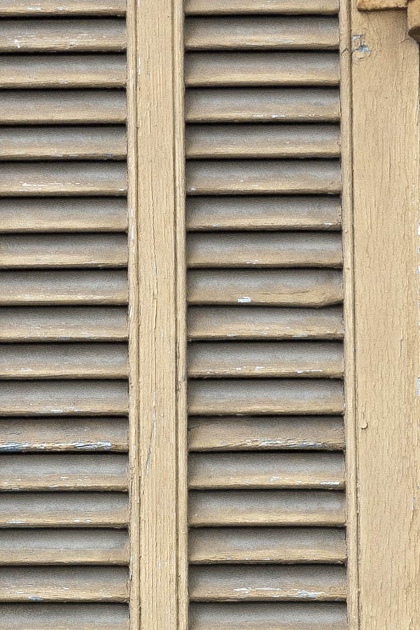 Photo 15282: Decayed, narrow, light yellow shutters