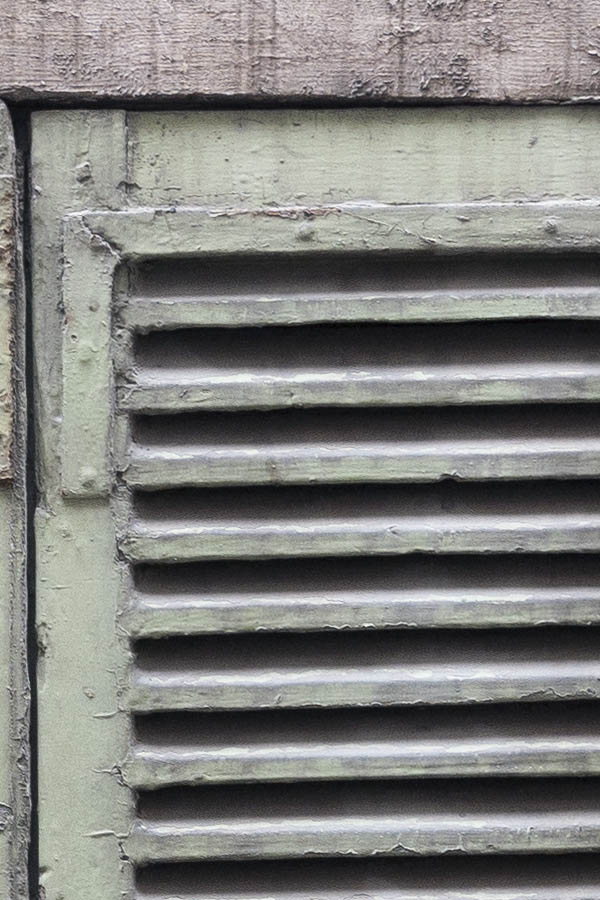 Photo 15460: Worn, light green shutters