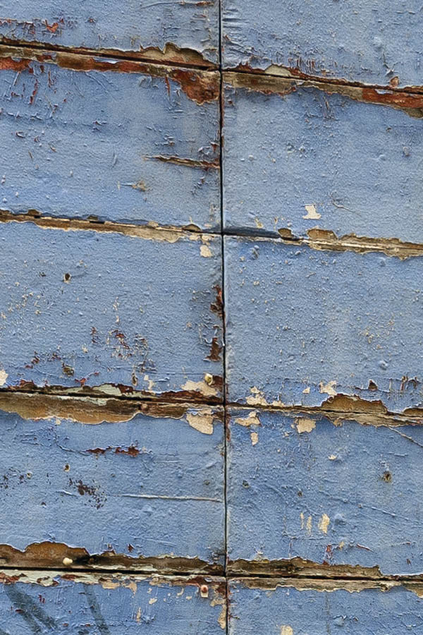 Photo 15477: Decayed, teal folding double door made of planks