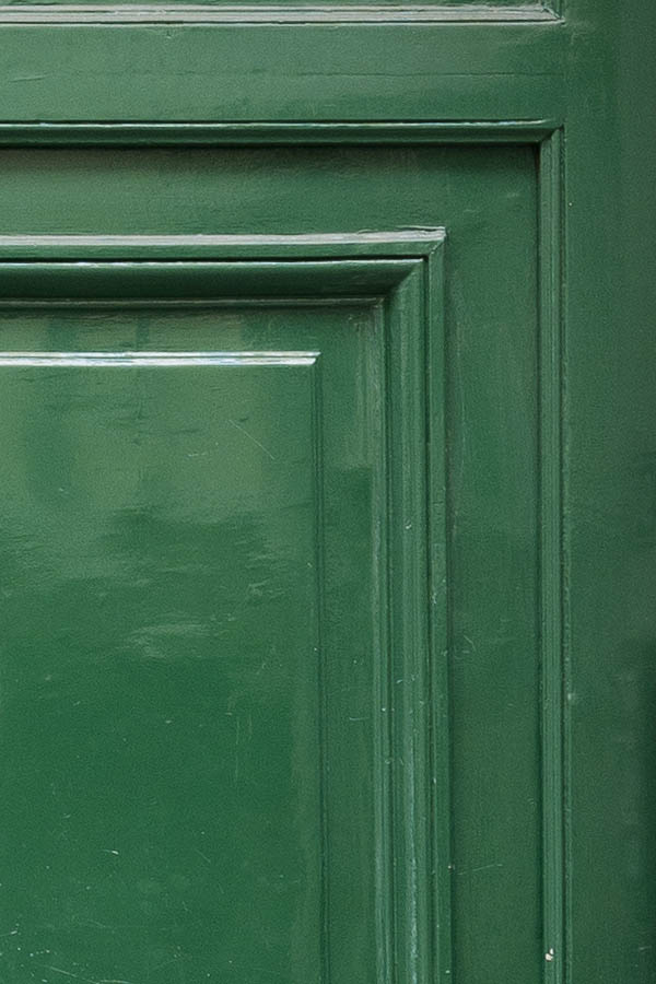 Photo 15615: Formed, carved, panelled, green gate