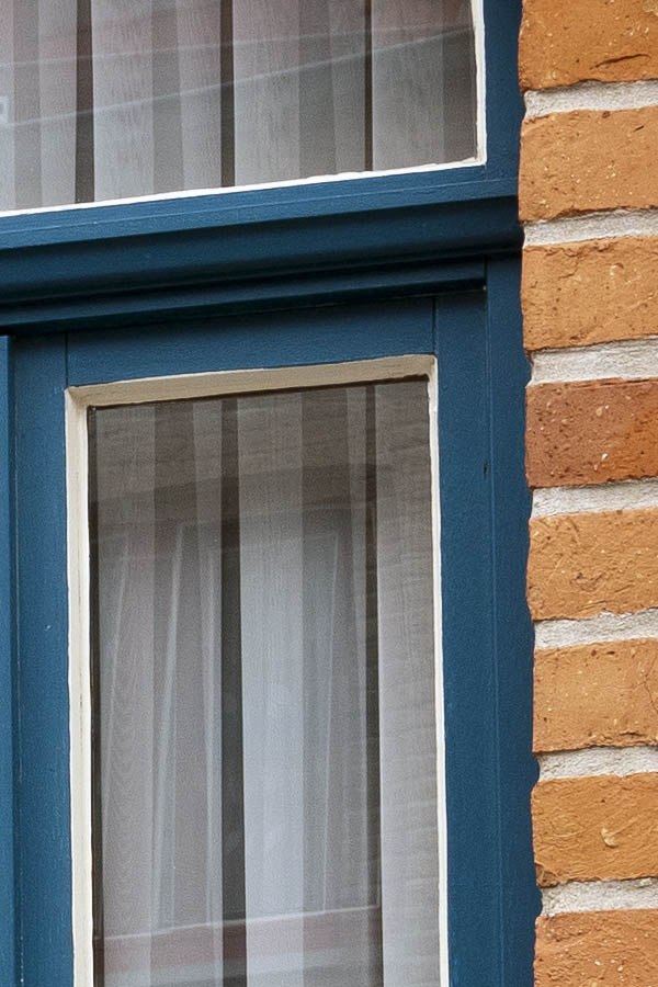 Photo 15734: Formed, blue and white window with four frames