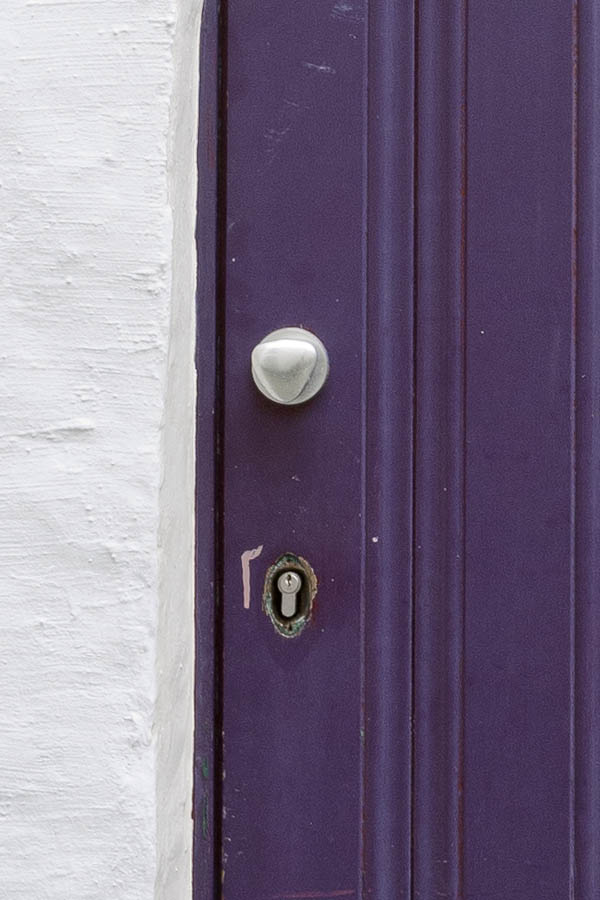 Photo 15880: Purple door made of planks with top window