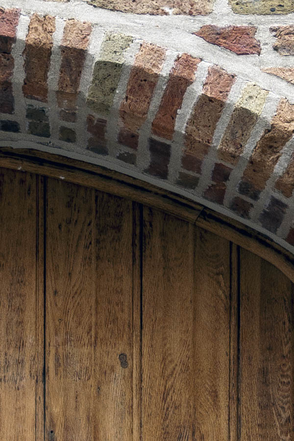 Photo 16056: Decayed, formed, oiled door made of planks