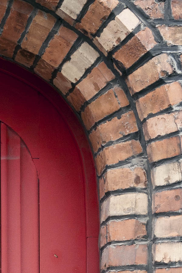 Photo 16060: Formed, panelled, red door