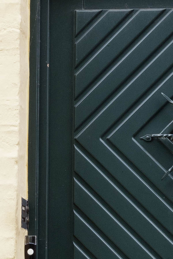 Photo 16350: Panelled, dark green door with top window