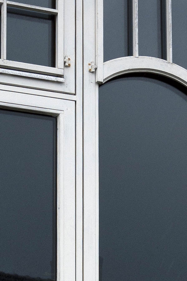 Photo 16454: White window with five panes and fake window bars