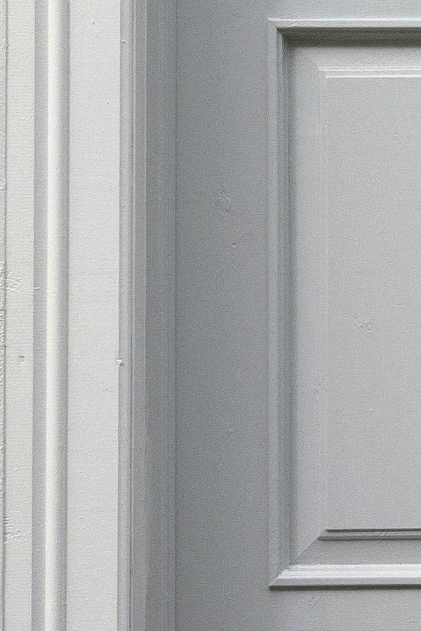 Photo 16681: Panelled, white double door with top window