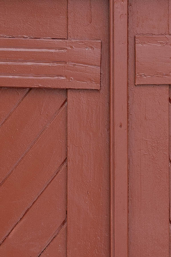 Photo 17050: Lopsided, panelled, brown double door with top window in Art Nouveau style