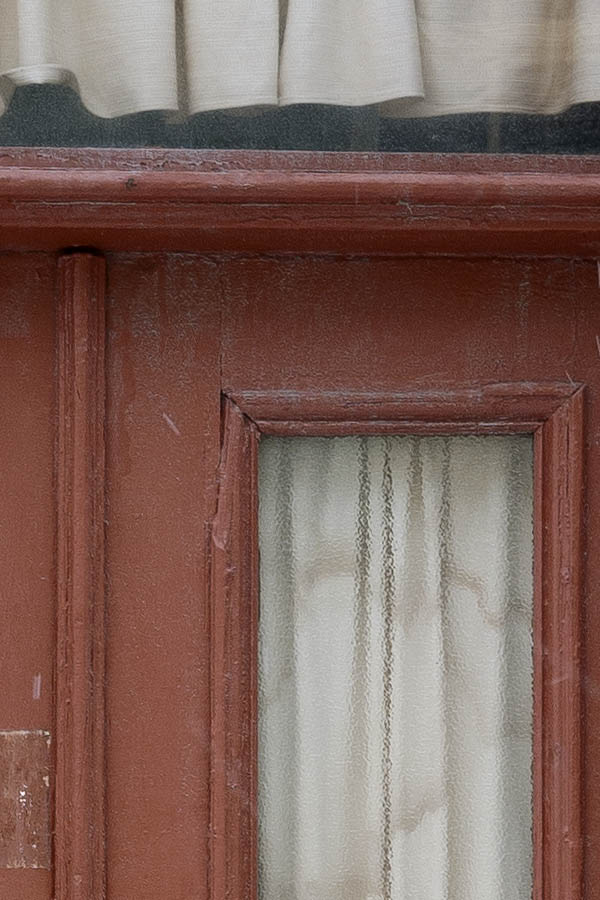 Photo 17060: Panelled, brown double door with door lights and top window