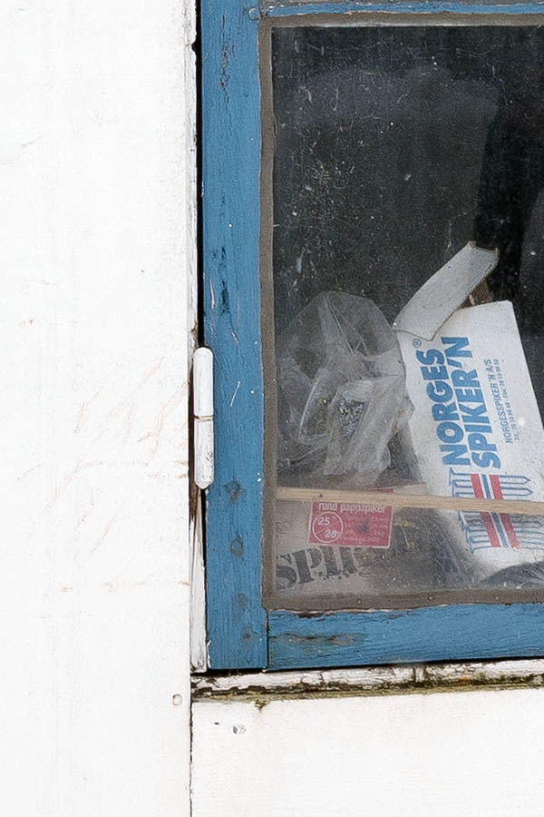 Photo 17074: Decayed, blue window with two frames and six panes