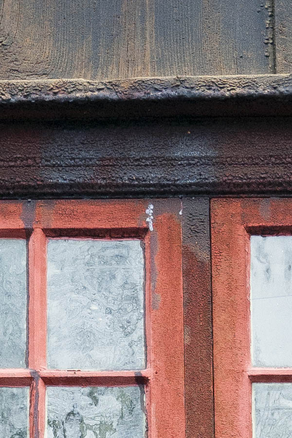 Photo 17215: Red window with three frames and 12 panes