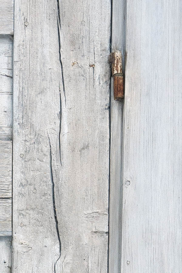 Photo 17285: Worn, panelled, white door