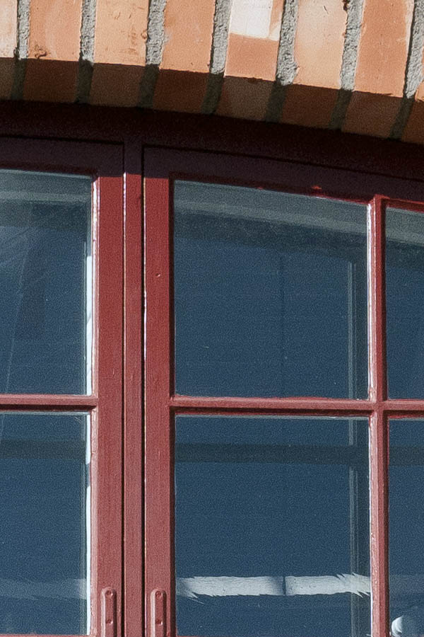 Photo 17955: Large, formed, brown window with six frames and 36 panes