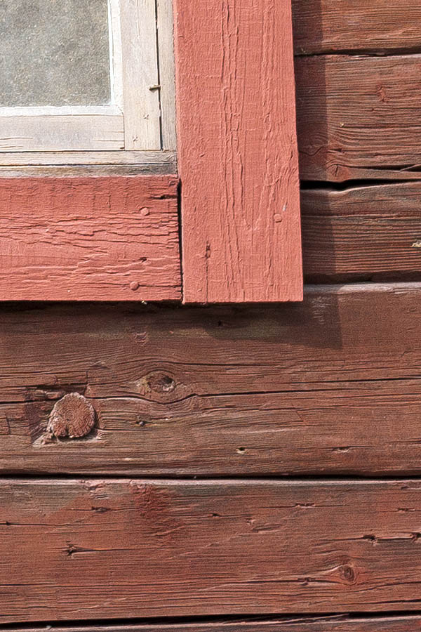Photo 18151: Little, white window with four panes in a red frame