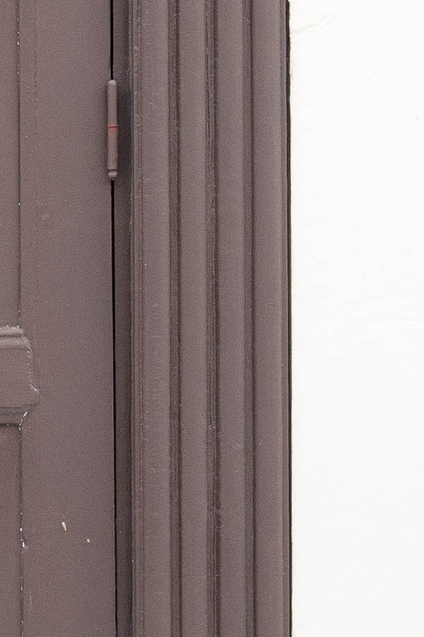 Photo 18186: Panelled, brown double door with fan light and wooden pilaster