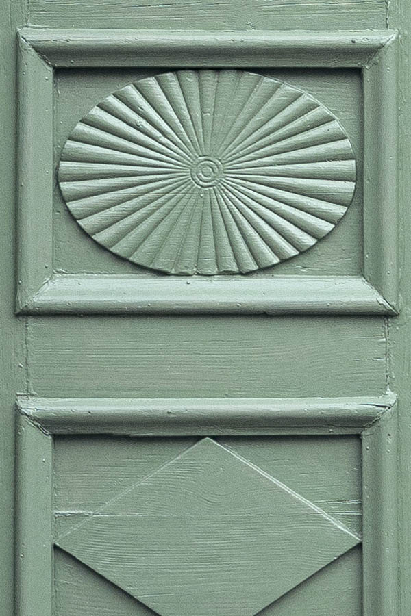 Photo 18470: Panelled, green Simrishamn double door with top window