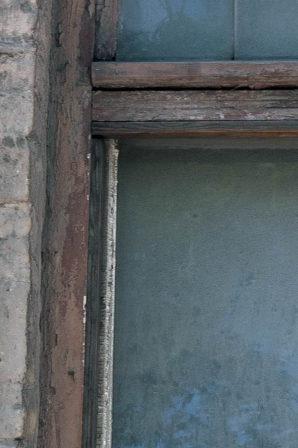 Photo 19604: Decayed, formed, brown window with four panes