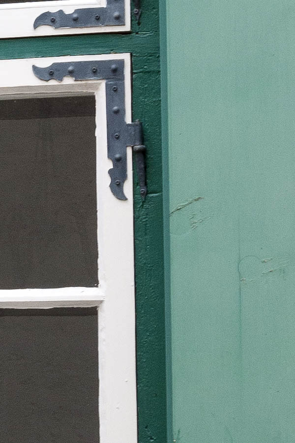 Photo 20192: Large, white and green window with four frames, 20 panes and shutters