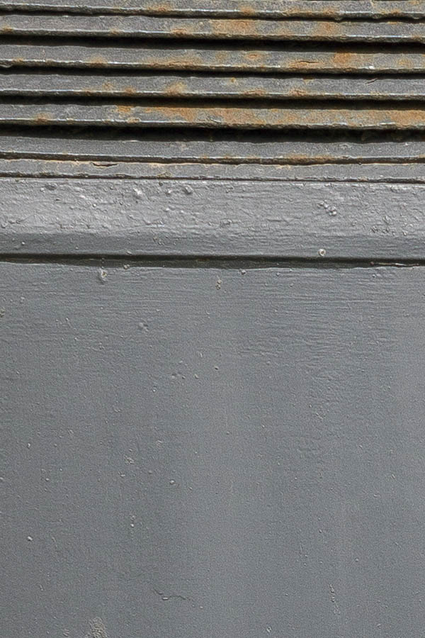 Photo 23973: Decayed, grey metal double door with ventholes