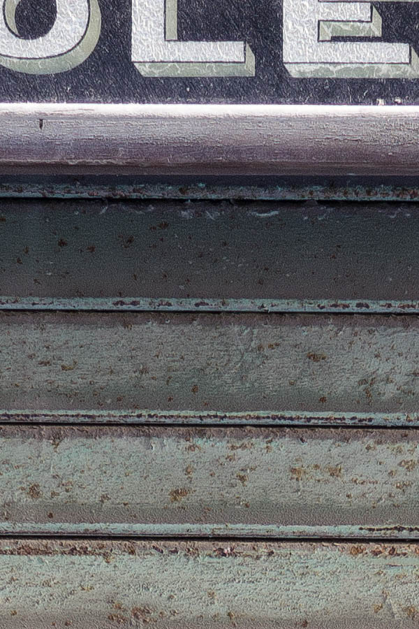 Photo 24184: Worn, light green security shutter