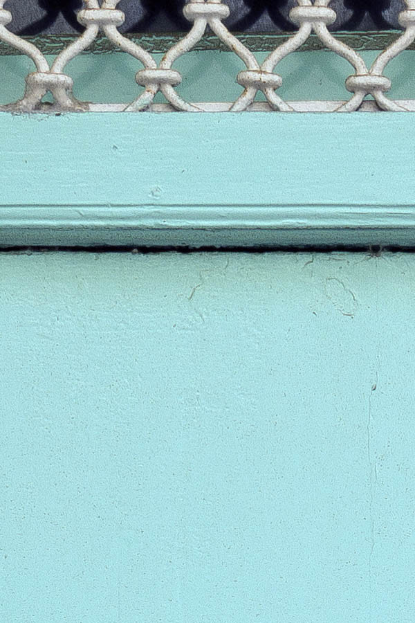 Photo 24282: Light blue double door of planks with latticed top window