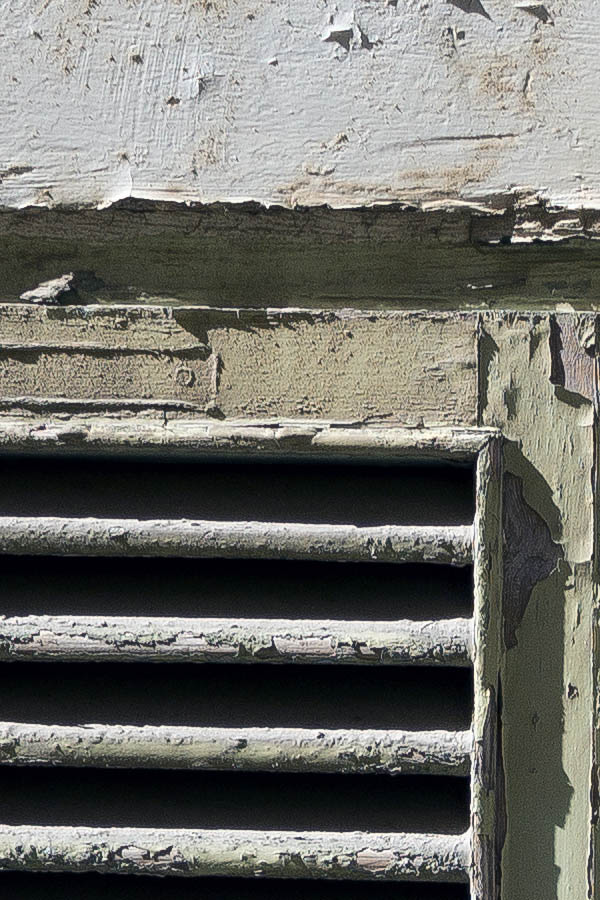 Photo 24331: Decayed, light green window with two shutters