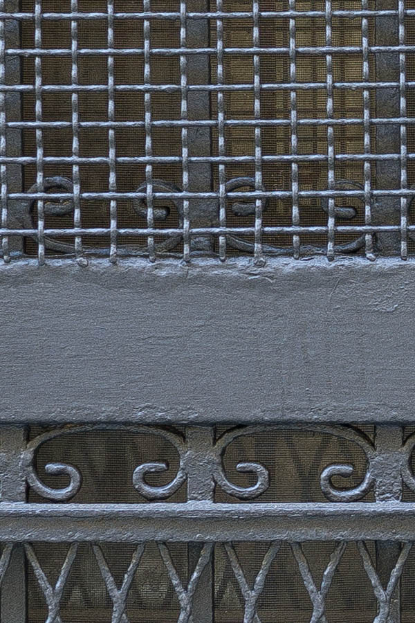 Photo 24366: Formed, latticed, barred, black metal double door