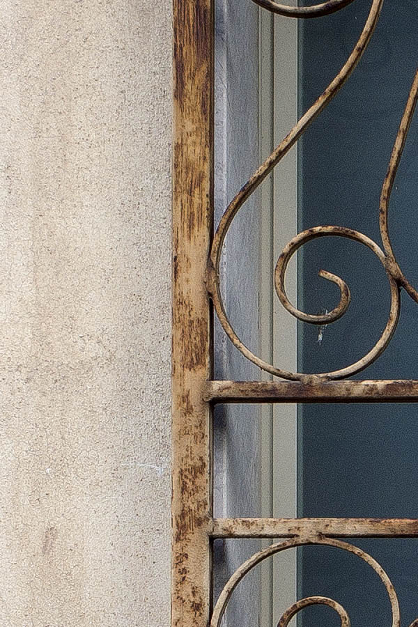 Photo 24431: Latticed, light yellow window with two frames