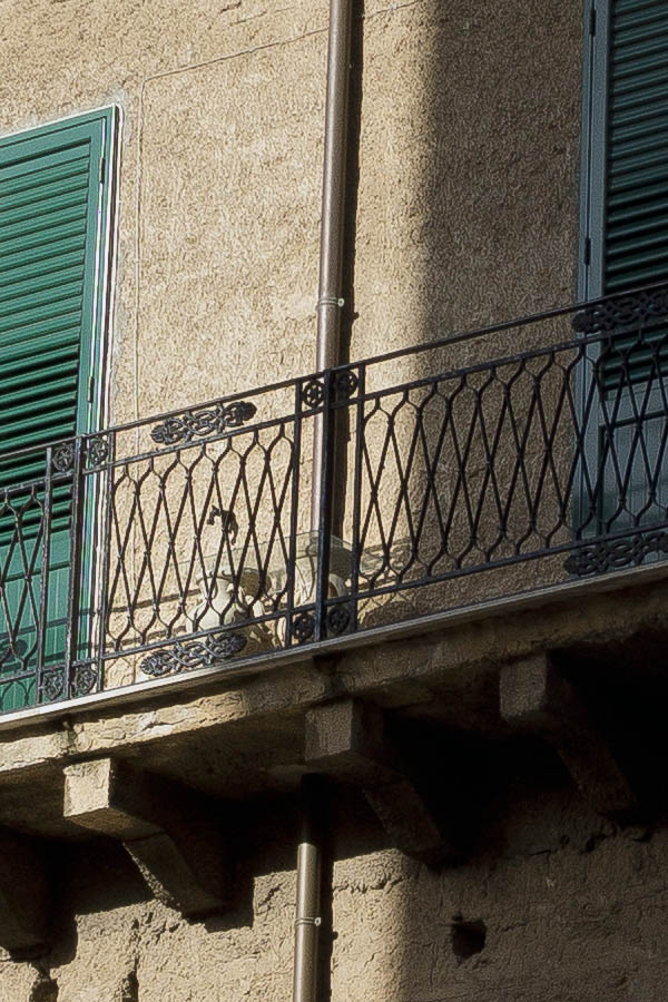 Photo 24620: Facade with a light brown, lonely tower in the middle of residential property