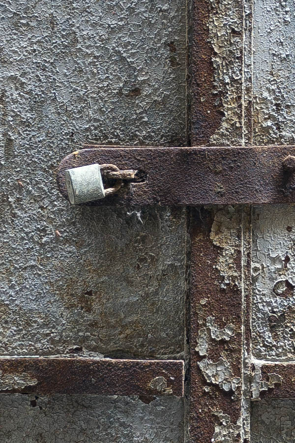 Photo 24768: Decayed, narrow, grey and rusty double door