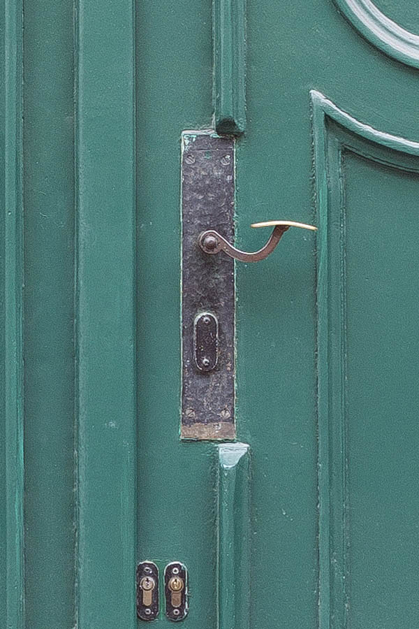 Photo 24938: Panelled, carved, green gate with fan light