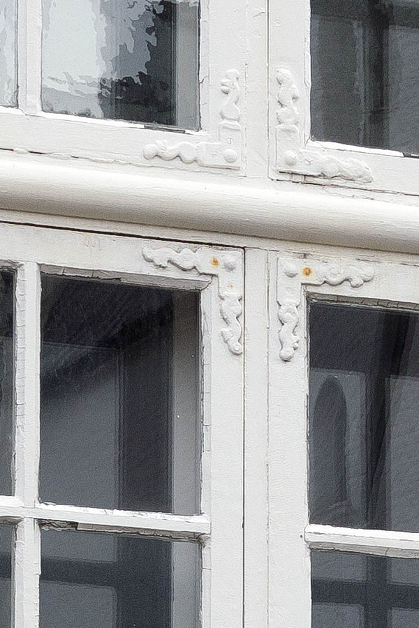 Photo 25195: Large, formed, white window with 10 frames and 74 panes