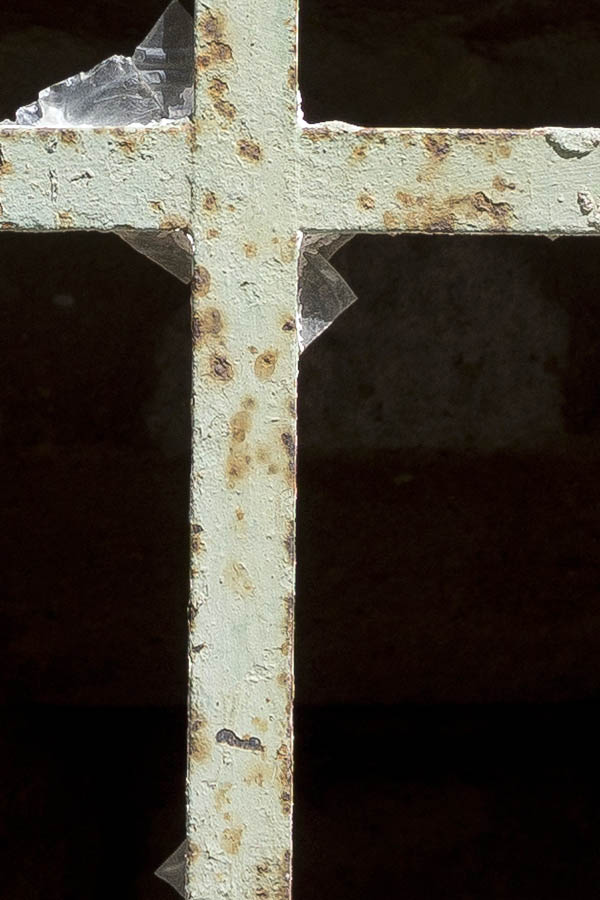 Photo 25473: Rusty, green metal window with 10 panes