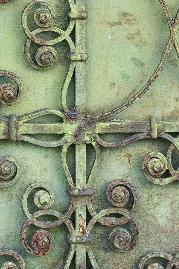 Photo 25950: Light green metal plate gate with decoration