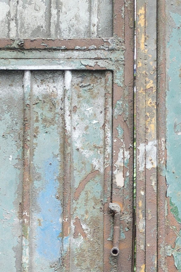 Photo 26161: Decayed, green, blue and rusty metal plate gate