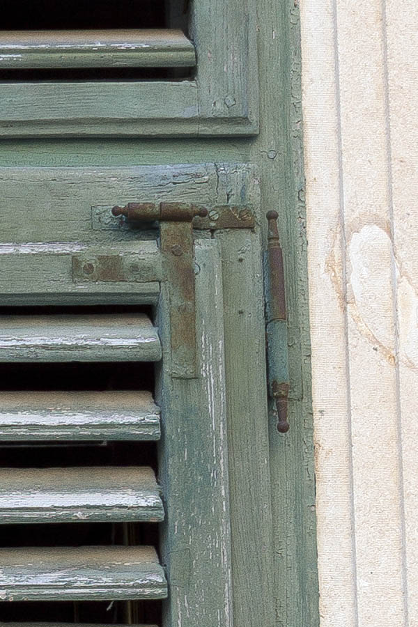Photo 26269: Green, shuttered window with four frames