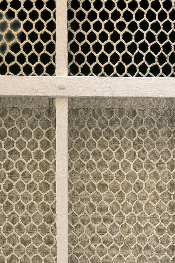 Photo 26299: White, latticed, barred window