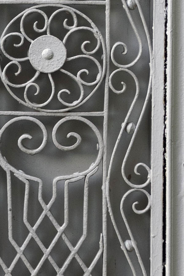 Photo 26608: Narrow, white double door with large lattice