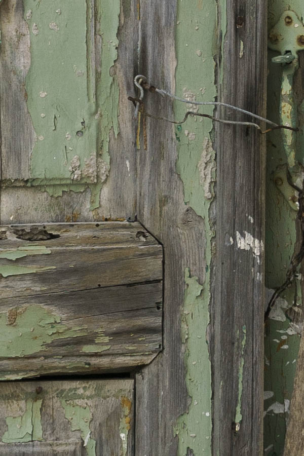 Photo 26699: Decayed, green, panelled double door