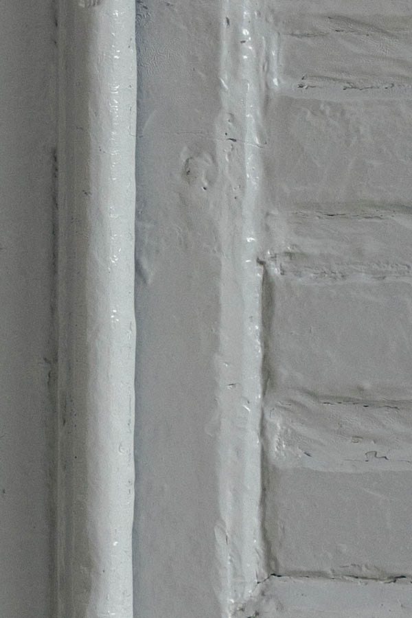 Photo 26753: Narrow, grey, panelled double door in a white frame
