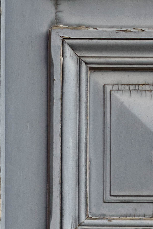 Photo 26814: Teal, panelled double door in a white frame