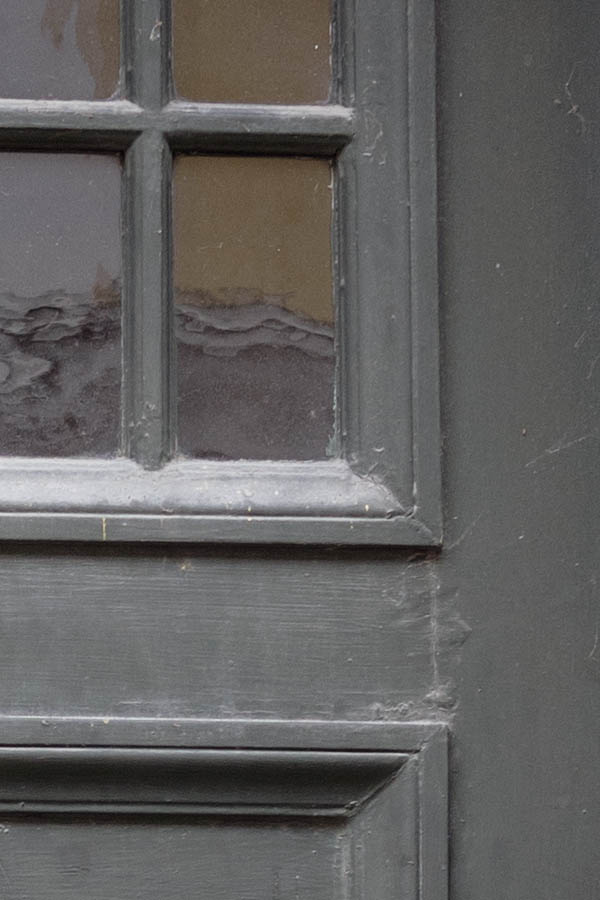Photo 26969: Grey, panelled double door with door lights and banister