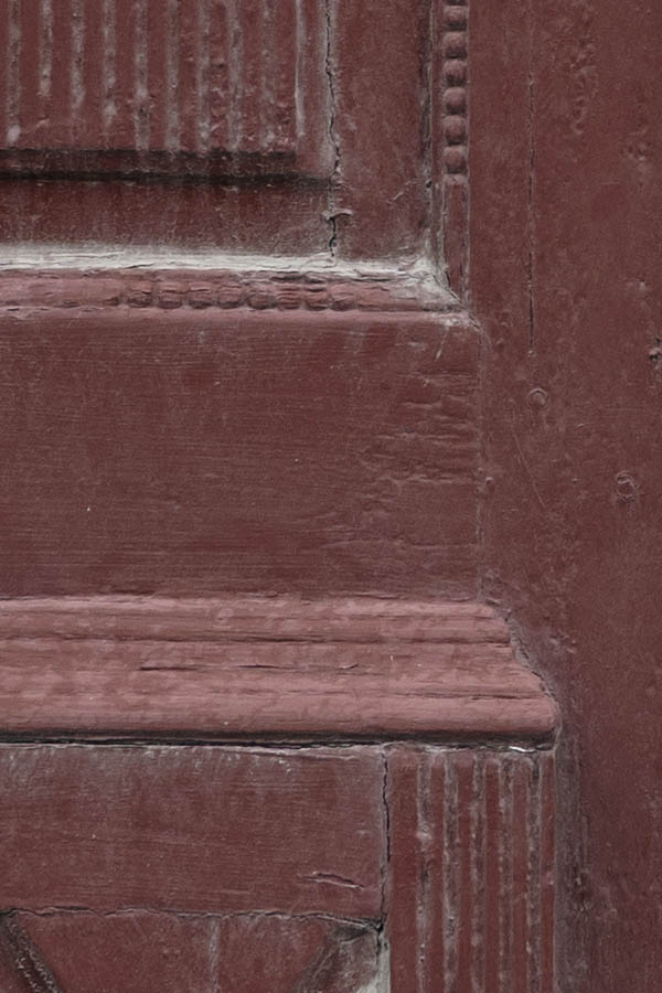 Photo 27204: Panelled, carved, brown double door with top window