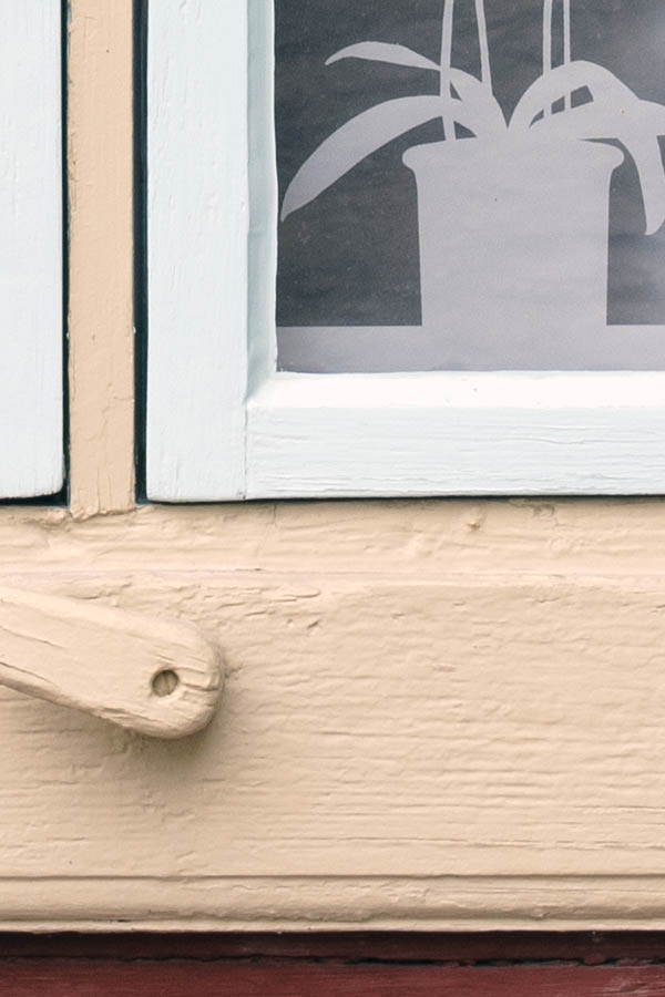 Photo 27206: Light yellow window with two white frames and shutters