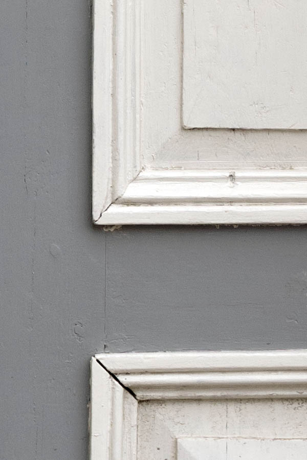 Photo 27221: Panelled, grey and white double door with top window