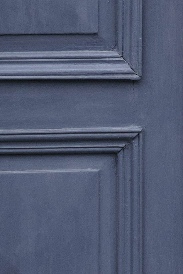 Photo 27240: Blue, panelled double door with top window in a white frame