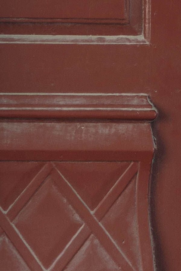 Photo 27266: Carved, panelled, brown double door with large fan light