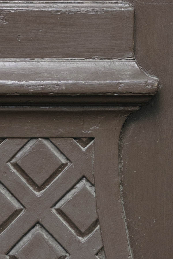 Photo 27273: Brown, panelled, carved double door with top window