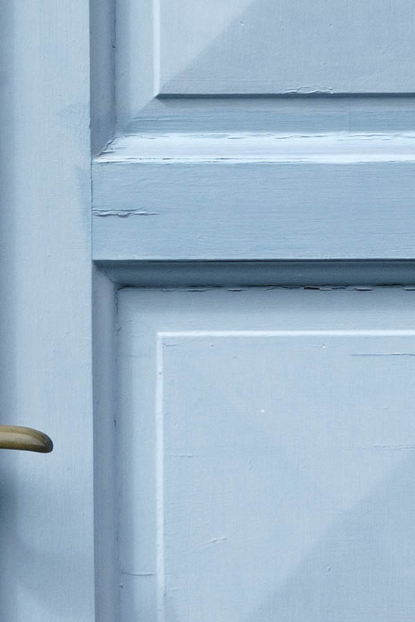Photo 27300: Light blue, panelled double door with top window
